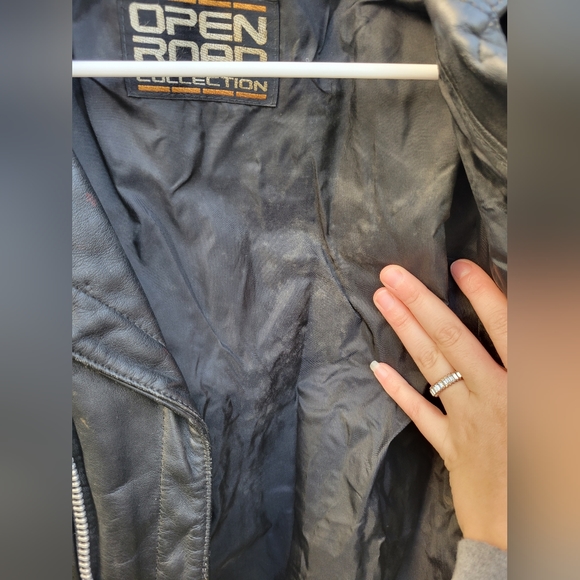 Vintage black leather fringe riding jacket coat Open Road size 34 - Picture 7 of 16